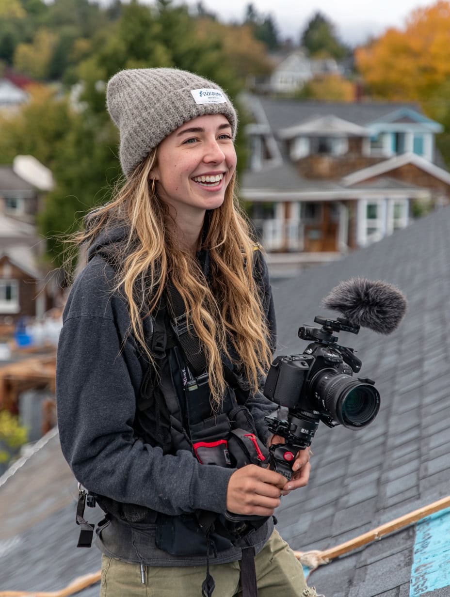 Dachdecker mit Holzbalken